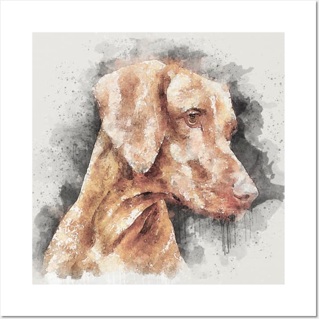 Vizsla head watercolor, Dog head watercolor Wall Art by Ryan Rad